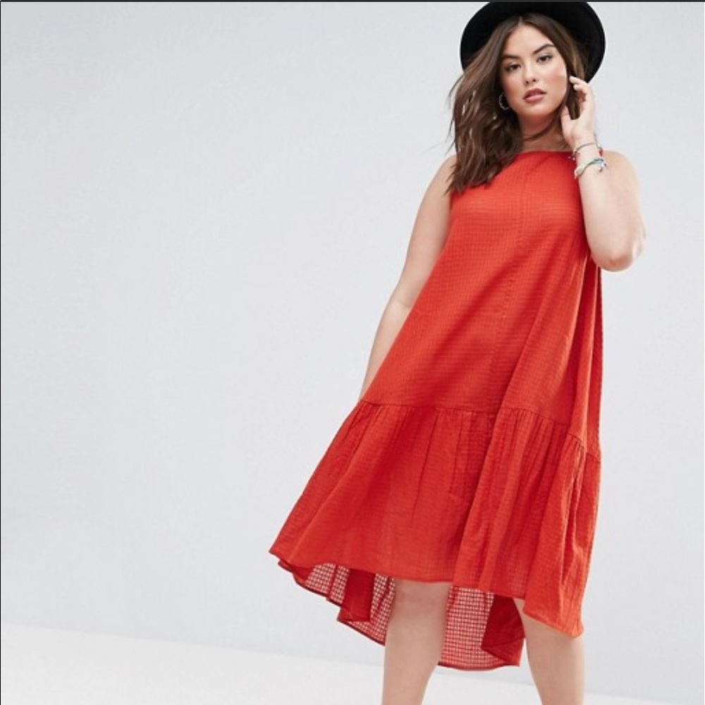 ASOS Curve Midi Swing Dress, Red sz 18